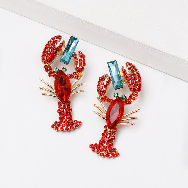 Wholesale Red Lobster Alloy Earrings